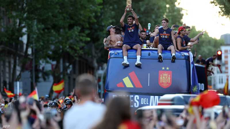 استقبال لاعبي منتخب إسبانيا في مدريد