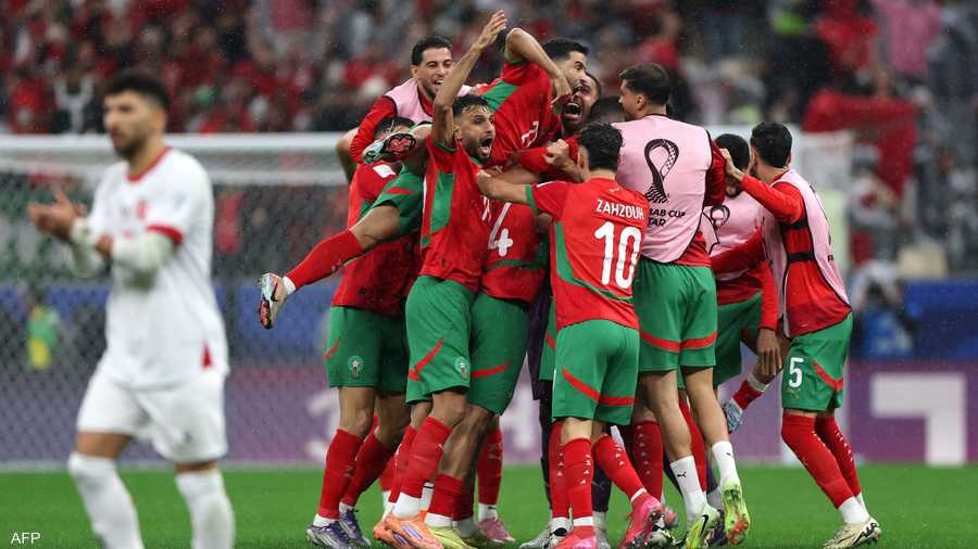 فرحة اللاعبين المغاربة